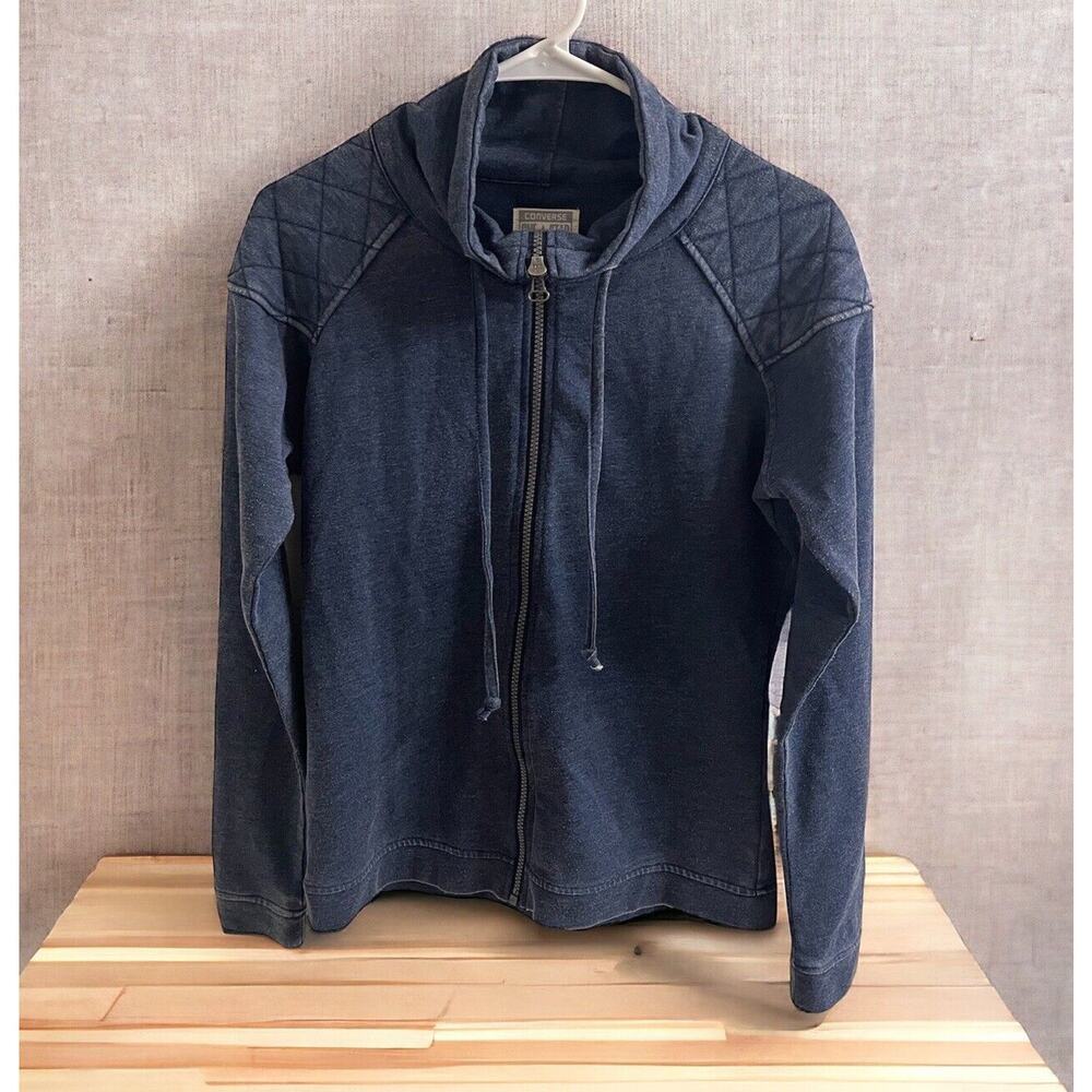Converse One Star Knit‎ Sweater Jacket Full Zip Women's Size Small Blue